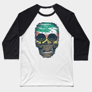 Skull Nature Background Baseball T-Shirt